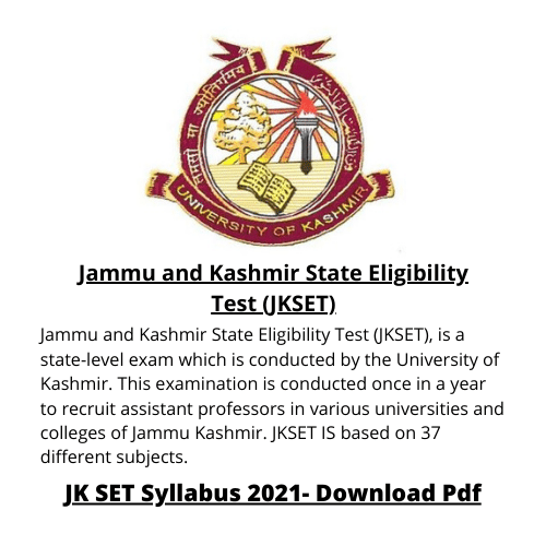 Jammu and Kashmir State Eligibility Test (JKSET)